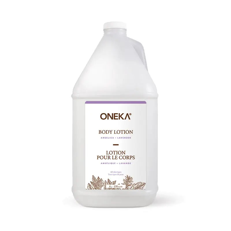 Oneka body lotion bottle on a white background