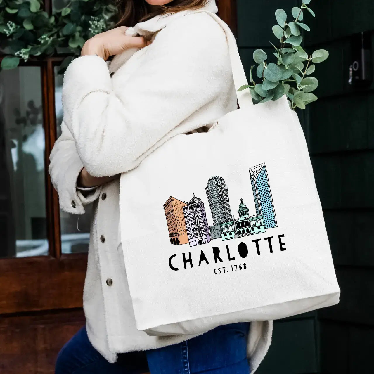 Charlotte, NC Skyline Tote Bag