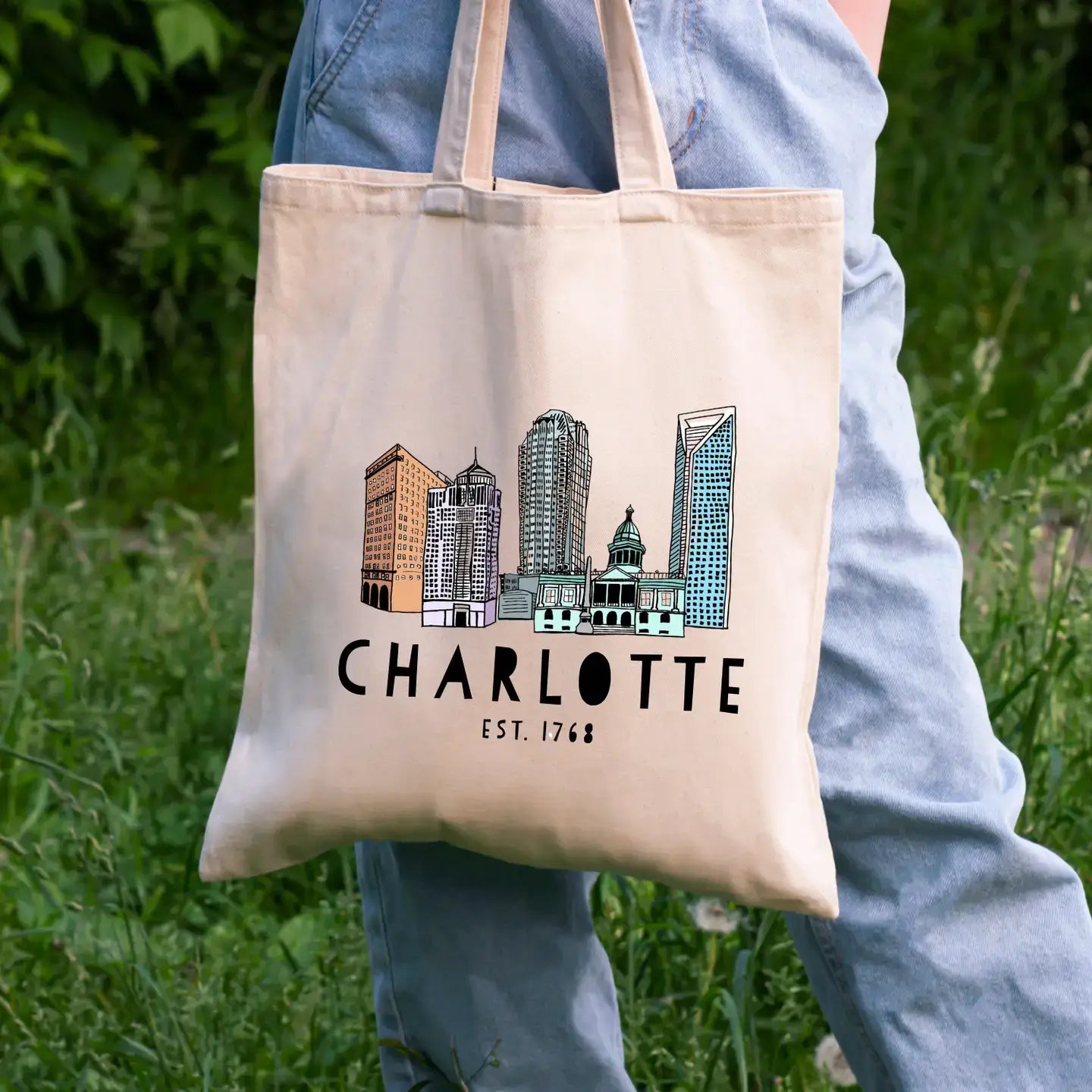 Charlotte, NC Skyline Tote Bag