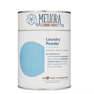 Meliora laundry powder canister on a white background