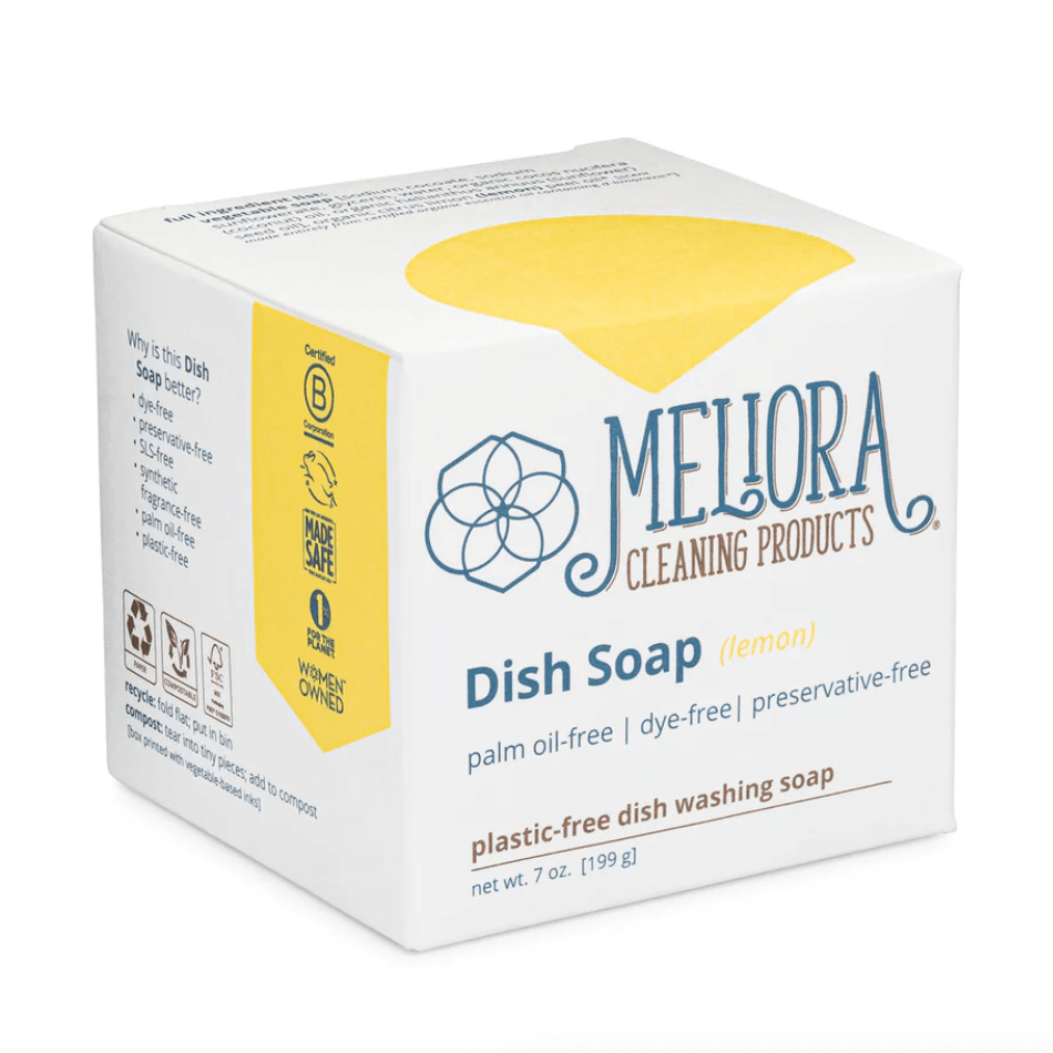 Box of Meliora Cleaning Products dish soap on a white background