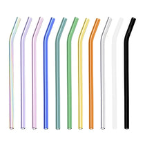 Set of colorful glass straws on a white background