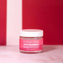 Pink jar with white lid on a pink background